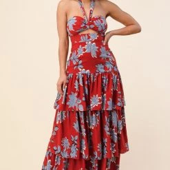 The Sang Floral Halter-Tie Maxi Dress APPAREL