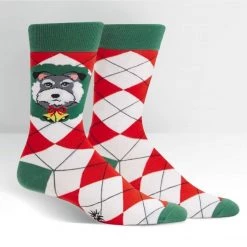 Sock It To Me! ACCESSORIES Men's "Deck The Paws" Crew Sock