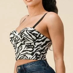 The Sang Zebra Print Bustier Top
