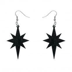 Erstwilder ACCESSORIES Art Nouveau Essentials Starburst Dangle Earrings - Black Ripple Glitter