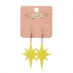 Erstwilder Art Nouveau Essentials Starburst Dangle Earrings - Yellow Glitter