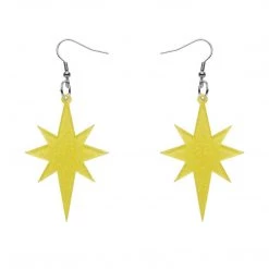 Erstwilder Art Nouveau Essentials Starburst Dangle Earrings - Yellow Glitter