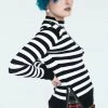 Jawbreaker Black & White Stripe Mock Turtleneck Sweater APPAREL