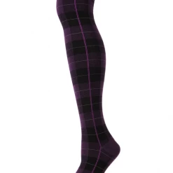 MeMoi Over The Knee Plaid Socks - Purple & Black HOSIERY