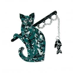 Erstwilder 10th Birthday Collection The Famous Fishing Cat Brooch ACCESSORIES