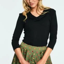 Retro V-Neck Top In Black By Voodoo Vixen APPAREL