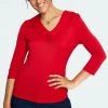 Retro V-Neck Top In Red By Voodoo Vixen APPAREL