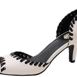 T.U.K. Cream Ribbon Peep Toe Heel