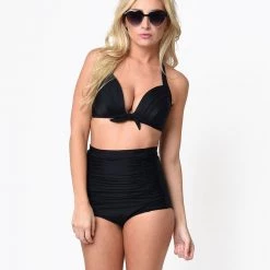 Unique Vintage APPAREL Monroe Bikini Top In Black