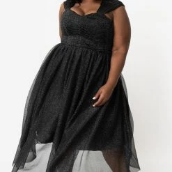 APPAREL Garden State Dress In Metallic Black By Unique Vintage