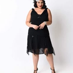 Unique Vintage Hemingway Flapper Dress In Black APPAREL