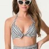 Unique Vintage APPAREL Monroe Bikini Top In Black & White Gingham - Size XL