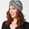 Black & White Striped Turban From Unique Vintage