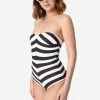 Barbie X Unique Vintage Black & White Chevron Stripe Swimsuit