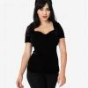 Ruthie Black Velvet Sweetheart Top By Unique Vintage