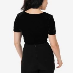 Ruthie Black Velvet Sweetheart Top By Unique Vintage