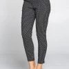 Chocolate USA Black & White Diamond Print Stretch Knit Cropped Cigarette Pants APPAREL