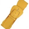 Apple Accessories Faux Leather Stretch Belt Mustard Yellow - Angled Buckle