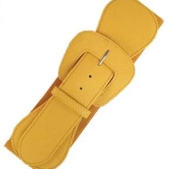 Apple Accessories Faux Leather Stretch Belt Mustard Yellow - Angled Buckle