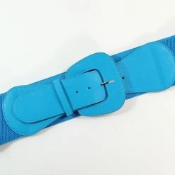 Apple Accessories Faux Leather Stretch Belt Sky Blue - Angled Buckle
