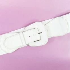 Apple Accessories Faux Leather Stretch Belt White - Angled Buckle