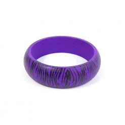 DK Hawaiian ACCESSORIES Tiger Print Wood Bangle - Purple
