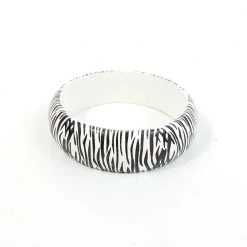 DK Hawaiian Tiger Print Wood Bangle - White