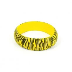 DK Hawaiian Tiger Print Wood Bangle - Yellow