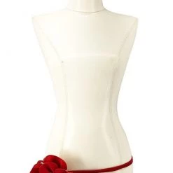 Apple Accessories Red Faux Leather Flower Tie Belt