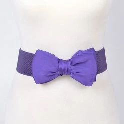 H & D Accessories Purple Bow Elastic Waist Belt