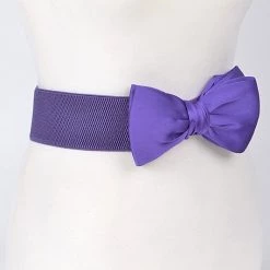 H & D Accessories Purple Bow Elastic Waist Belt