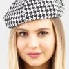 Wona Trading Black & White Houndstooth Structured Beret
