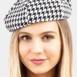 Wona Trading Black & White Houndstooth Structured Beret