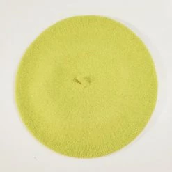 Selini ACCESSORIES Classic Wool Beret In Chartreuse