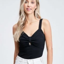 Paper Moon APPAREL Black Rib Knit Bodysuit