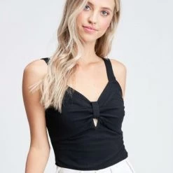 Paper Moon APPAREL Black Rib Knit Bodysuit
