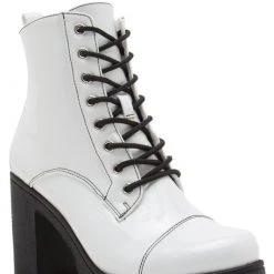 Qupid/Verona Collection White Patent Lace-Up Ankle Boot SHOES