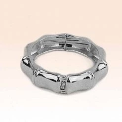 Bella K Metal Bamboo Hinged Bangle - Silver