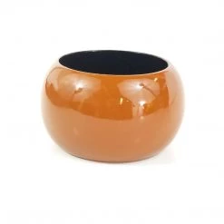 Red Sun Painted Wood Bangle - Brown