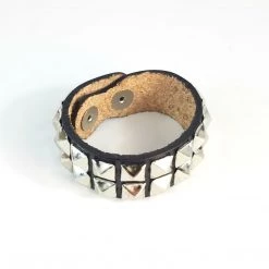 Brackney Leather 1" 2 Row Studded Black Leather Cuff