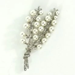 Naked City Clothing ACCESSORIES Pearl And Rhinestone Lily Of The Valley Brooch