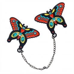 Sourpuss Clothing EVERYTHING ELSE Butterfly Enamel Pin Chained Set