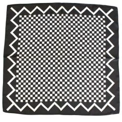 Girly Accessories Black & White Checker Print Satin Square Scarf