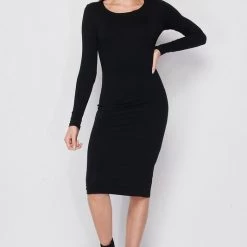 Velvet Torch Black Knit Long Sleeve Fitted Dress - Size XS APPAREL
