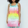 Love Sense Stripe Fringe Shift Dress APPAREL