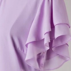 Fascination Flutter Sleeve Dress In Lilac - Size M APPAREL