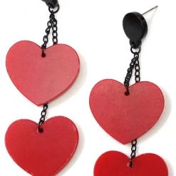 Girly Accessories Acrylic Hearts Dangle Earrings