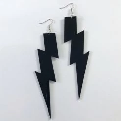 Clear Color Accessories Black Acrylic Lightning Bolt Dangle Earrings