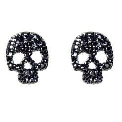 Ole ACCESSORIES Black Jeweled Skull Post Earrings