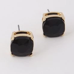 H & D Accessories Jewel Post Earrings In Black